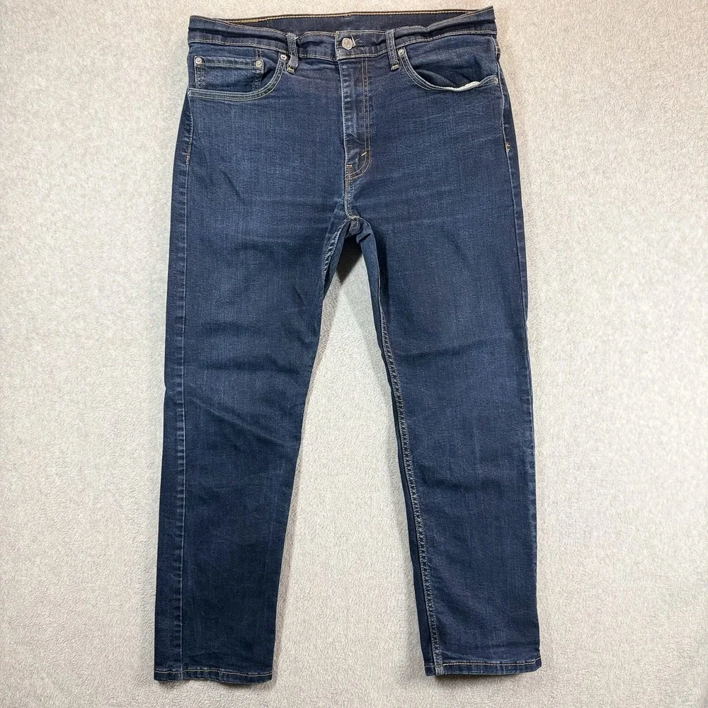 Levis 502 Jeans Mens 36x28 Blue Regular Tapered Mid Rise Stretch Dark Wash